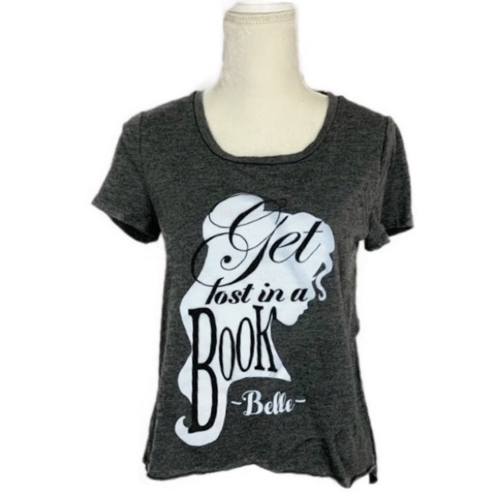 Disney Belle Gray Graphic Short Sleeve Tee Medium